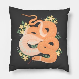 Ring-Necked Snake and Yellow Flowers Pillow