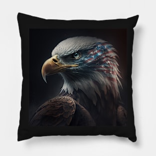 Traditional American Eagle and Flag Pillow