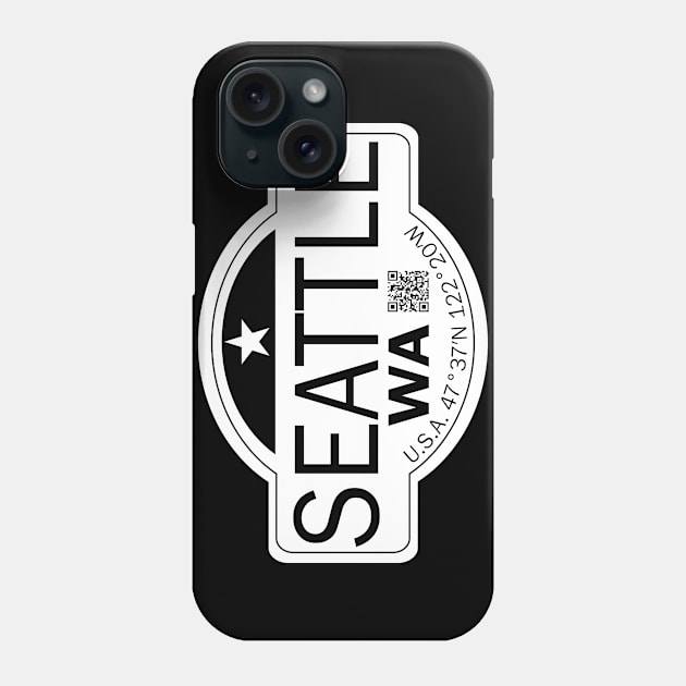 New Vintage Travel Location Qr Seattle WA Phone Case by SimonSay