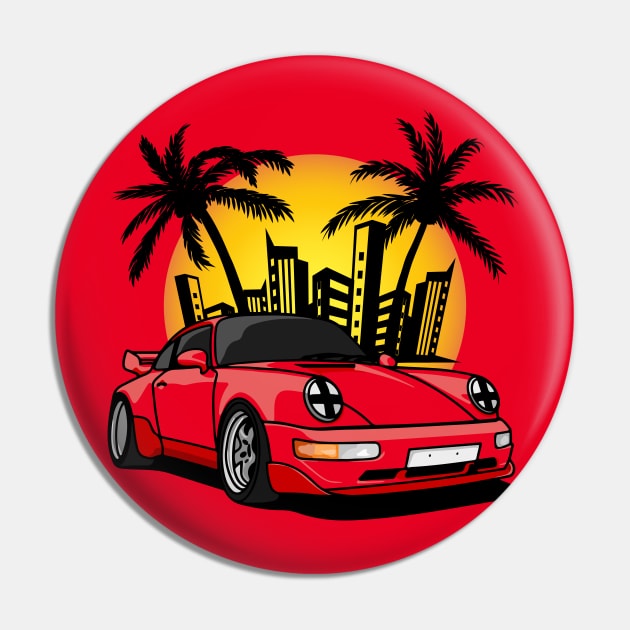 Red Classic Carrera in City Sunset Pin by HSDESIGNS