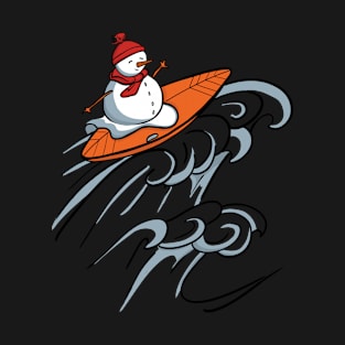 Snowman Surfing T-Shirt