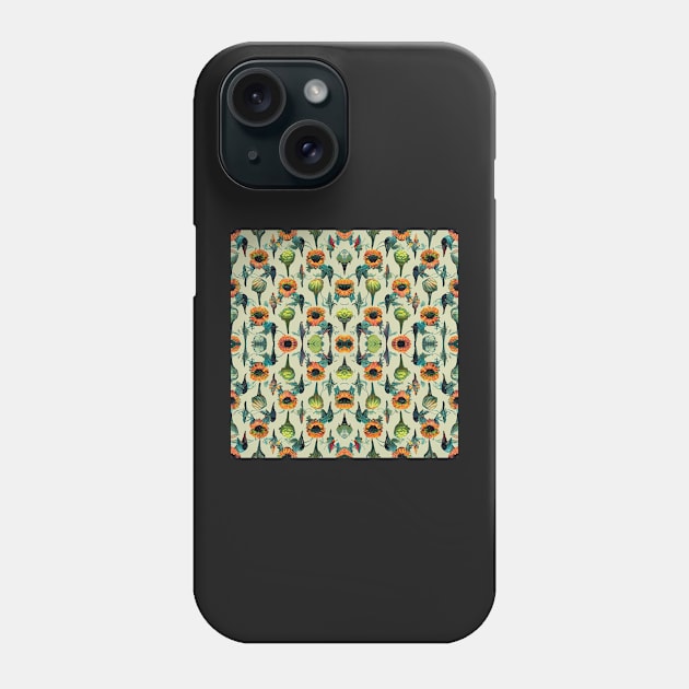 Seamless pattern of summer colored flowers and leaves Phone Case by Riverside-Moon