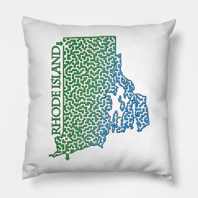 State of Rhode Island Colorful Maze Pillow by gorff