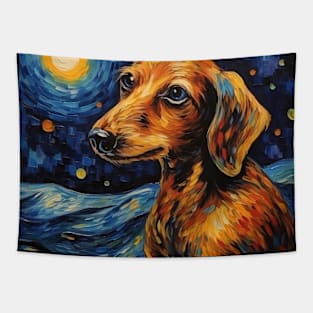 Dachshund Starry Night style Tapestry