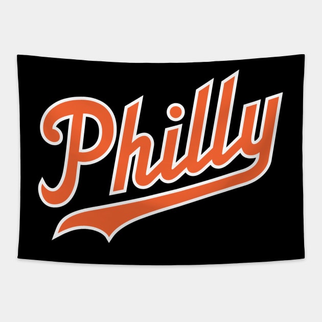 Philly Script - Black/Orange Tapestry by KFig21