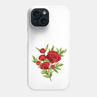 bouquet of bright red peonies Phone Case