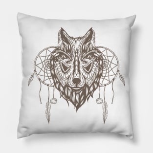 Dream Catcher Wolf Pillow