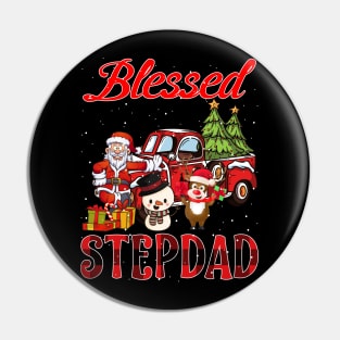 Blessed Stepdad Red Plaid Christmas Pin