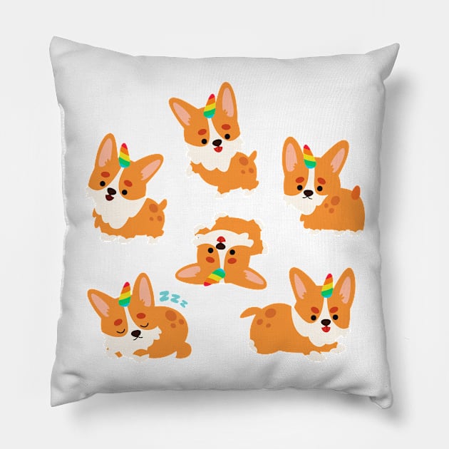 Corgi Puppies Pillow by edwardecho