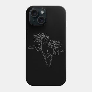 Rose Line Art Drawing - 2 Roses Phone Case