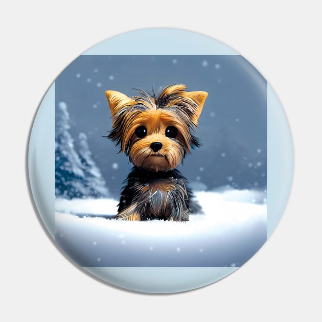 Cute Yorkshire Terrier Puppy in the winter snow Pin by Geminiartstudio