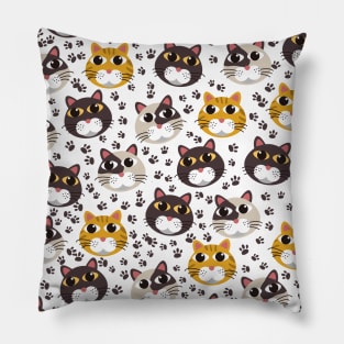 Cats and paw prints Pillow