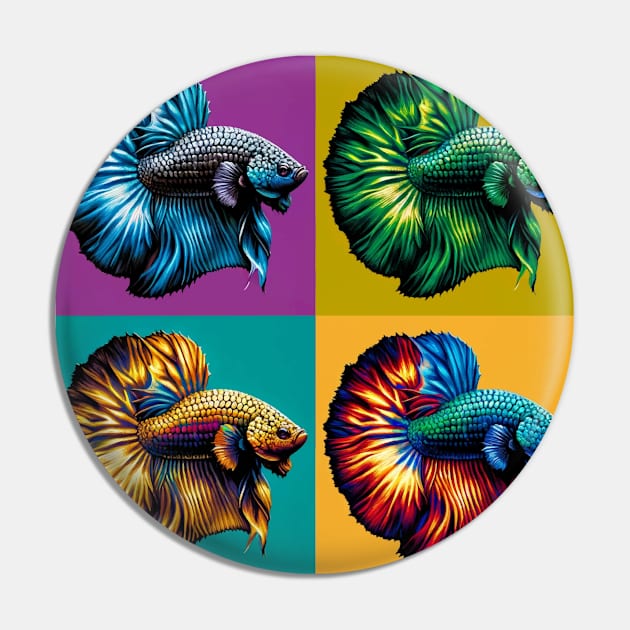 Dragon Scale Betta - Cool Tropical Fish Pin by PawPopArt