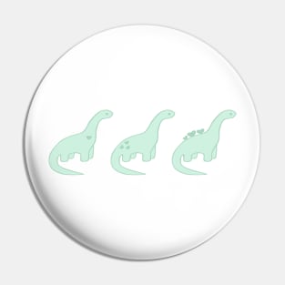 Mint Green Heart Dinosaurs (Green Background) Pin