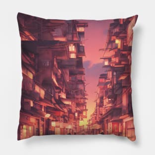 Olden Days in the Japanese Streets Cultural Moments Pillow