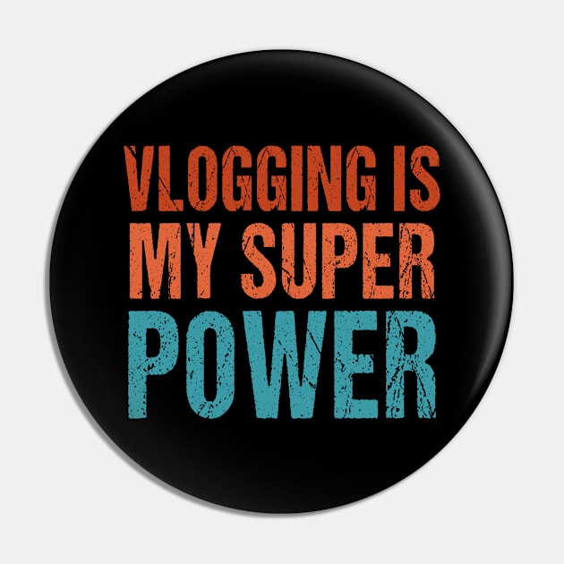 Retro Vlogging Sayings For Content Creator Camera Vlogger Pin by RetroZin