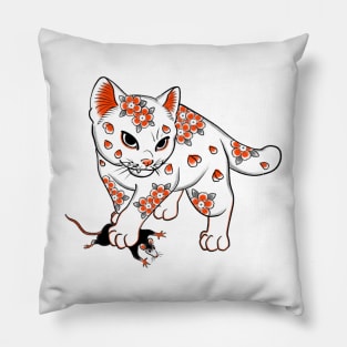 Kawaii tattoed cat Pillow