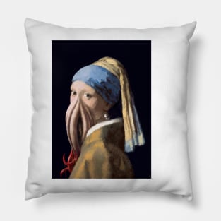 Tentacled Girl With A Pearl Earring Pillow