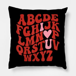 Alphabet ABC I Love You Valentines Day Heart Pillow