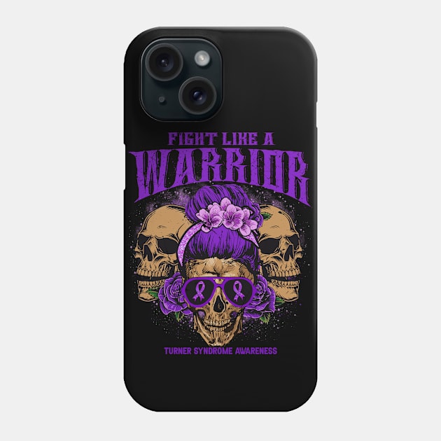 Turner Syndrome awareness Skull Messy Bun Floral Fight Like Turner Syndrome warrior gift for survivor Phone Case by Paula Tomberlin