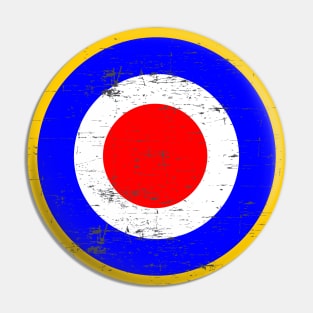 Mod target roundel blue with yellow ring distressed Pin