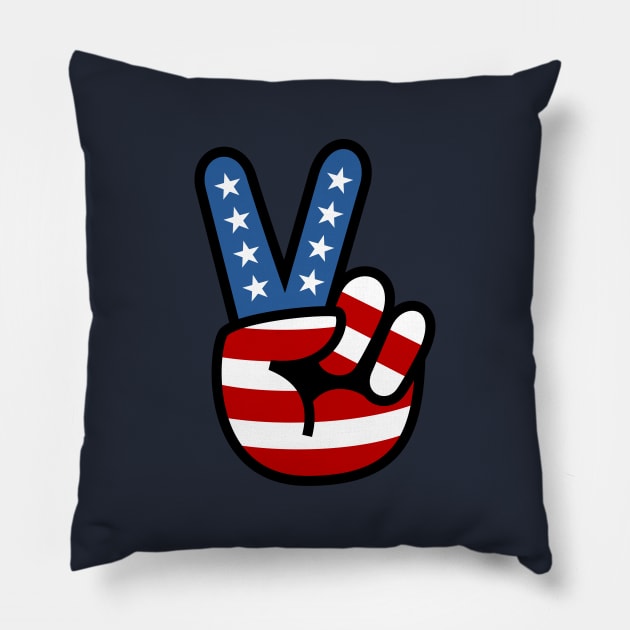 Peace Love Hand USA Flag Solid Pillow by vo_maria