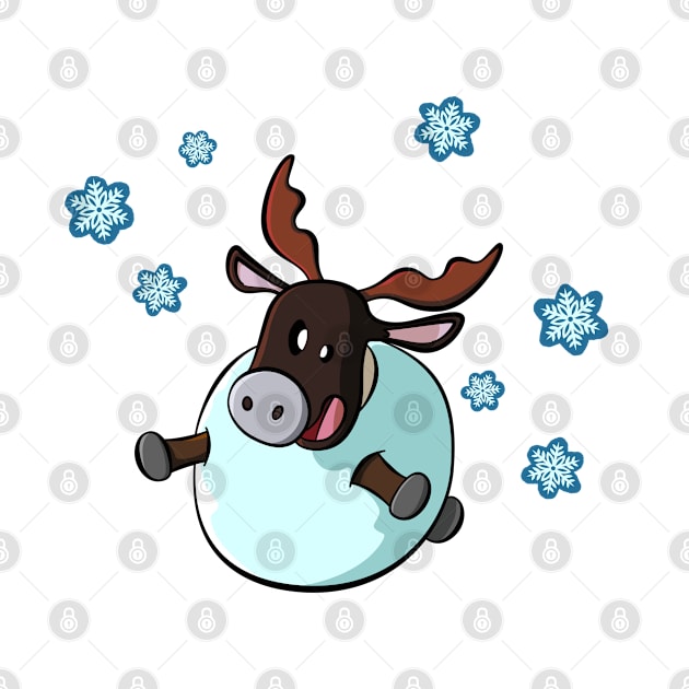 Snowball reindeer magnet by AtelierRillian