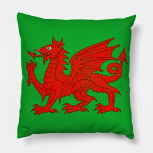 Faded Style Welsh Dragon Design Pillow