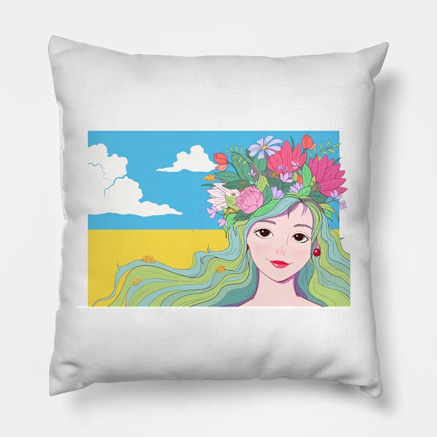 For the peaceful sky over Ukraine Pillow by norakamuy