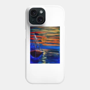 Out sailing at sunset. Red sky Phone Case