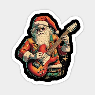 Rock & Roll Christmas Santa Claus Electric Guitar Player Magnet