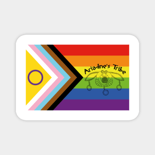 Ariadne's Tribe logo on inclusive Pride flag Magnet