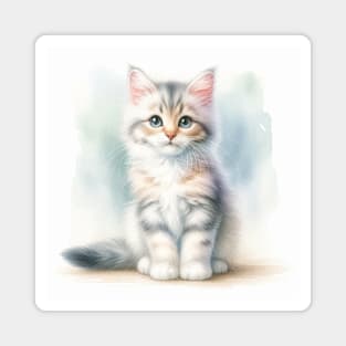 American Bobtail Watercolor Kitten - Cute Kitties Magnet