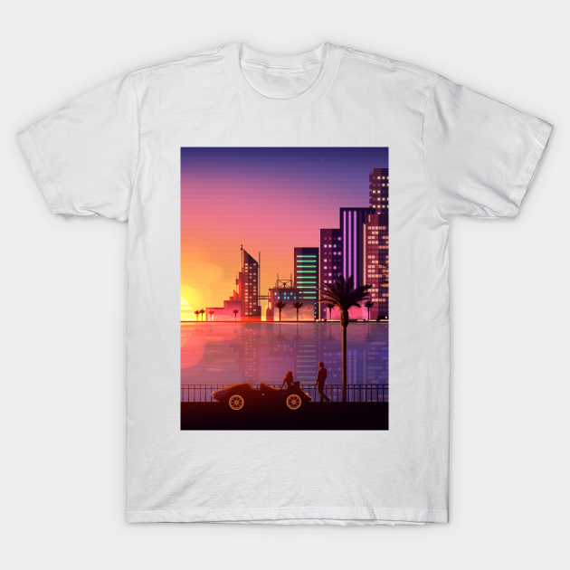 Discover Vintage sunset landscape - City - T-Shirt