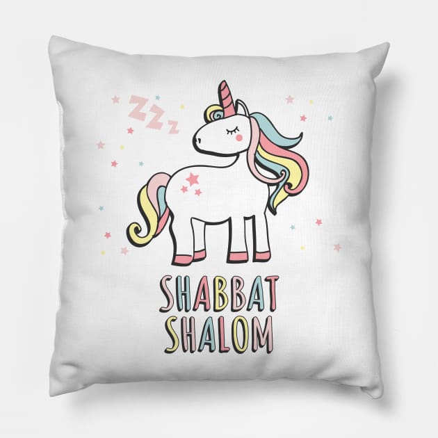 Shabbat Shalom Jewish Unicorn Pillow by Flippin' Sweet Gear