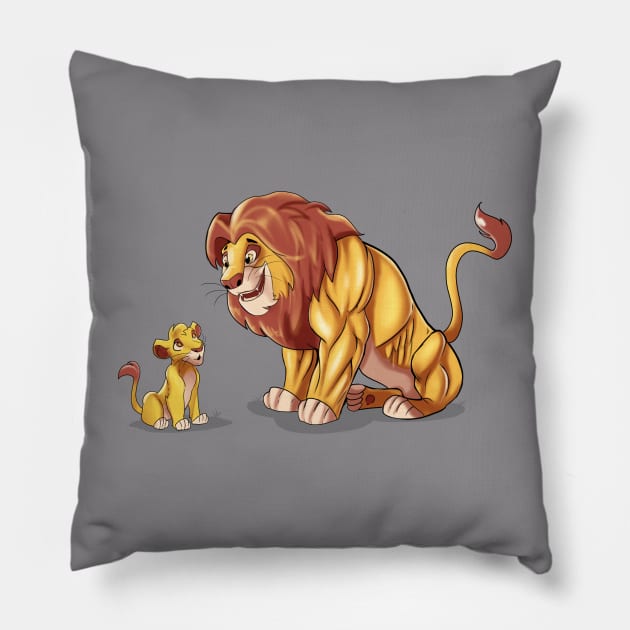 Simba and Mufasa Pillow by Jacked Cartoons