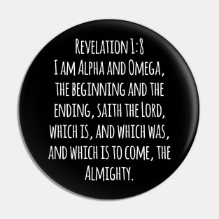 Revelation 1:8 King James Version (KJV) Bible Verse Typography Pin