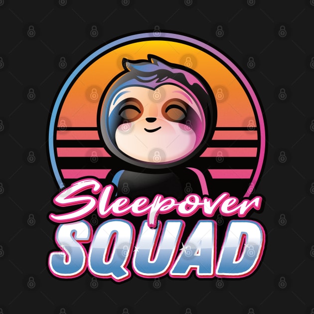 Sleepover Squad Kawaii Sloth Sunset Retro by PnJ