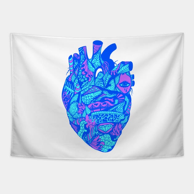 Blue Transparent Heart Tapestry by kenallouis