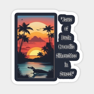 "Jaws of Dusk: Crocodile Silhouettes in Sunset" Magnet