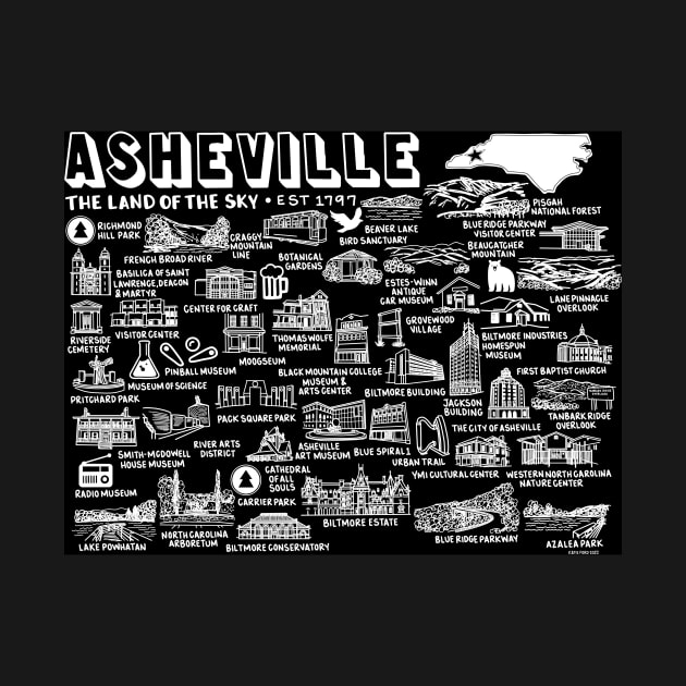 Asheville Map Art by fiberandgloss