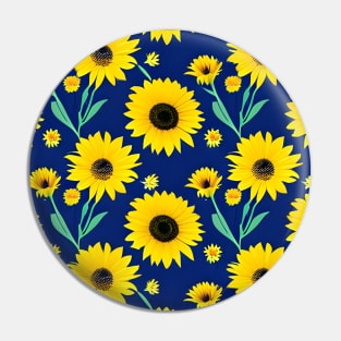 Pattern of yellow daisies on a navy blue base Pin