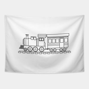 Hand drawn cute black train Tapestry