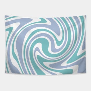 Retro 70s Abstract Swirl Blue Wavy Ocean Pattern Tapestry