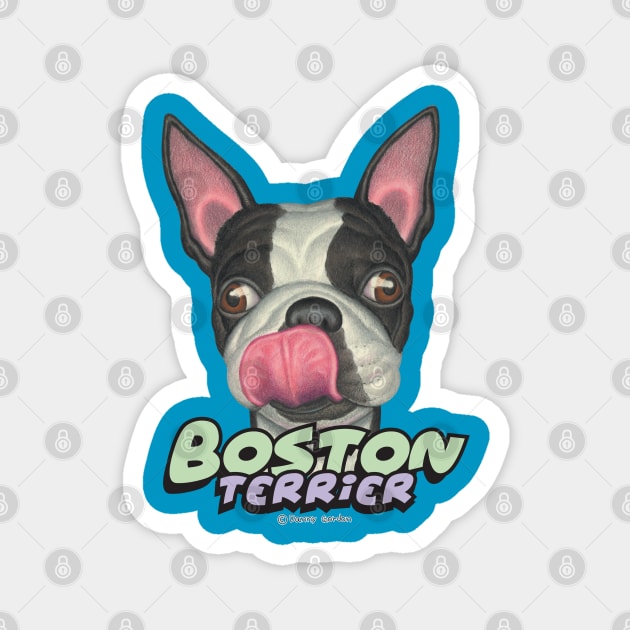 funny cute awesome great Boston Terrier Licking Lips Magnet by Danny Gordon Art