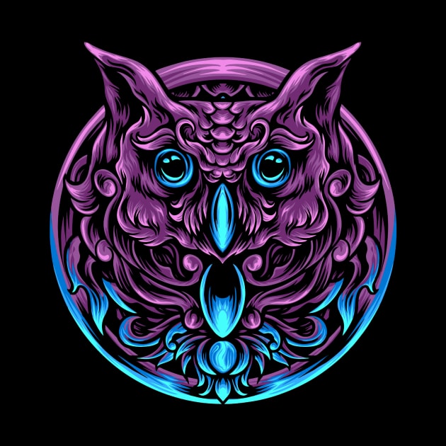 Owl head with ornament by pmarekhersey