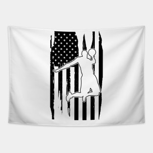 Basketball Player in American Flag Tapestry