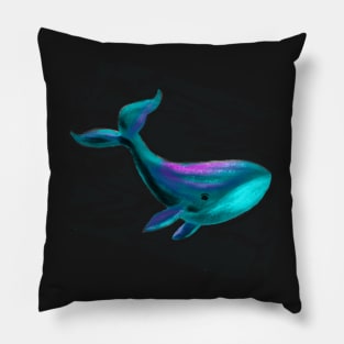 Whimsical Happy Cute Blue Whale Pillow