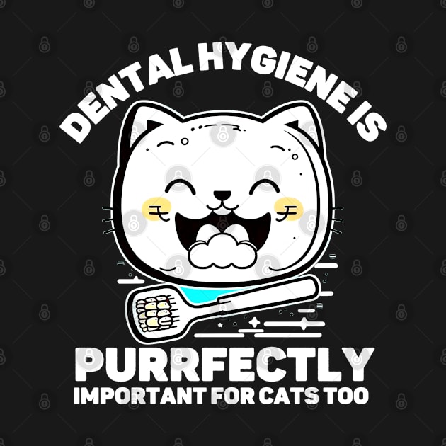 Funny White Cute Cat Puns Dental Care Dentist by JB.Collection