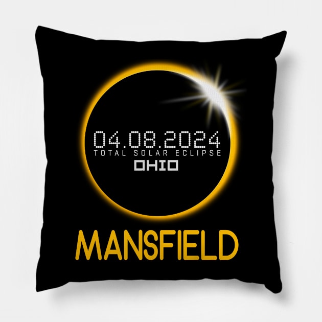 MANSFIELD Ohio Total Solar Eclipse April 8 2024 Ohio Pillow by TeeaxArt